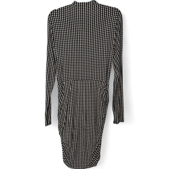 Veronica Beard Mizani Houndstooth Ruched Long Sleeve Dress (L) - Picture 7 of 15